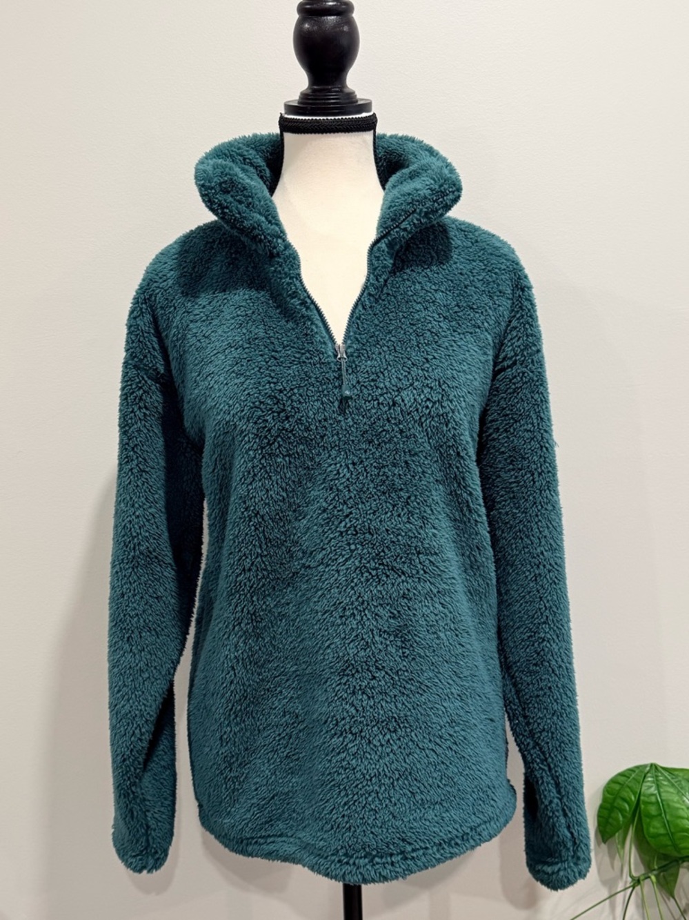 NWOT Eddie Bauer Teal Sherpa Fleece Quarter Zip Pullover – Cozy Plush Jacket